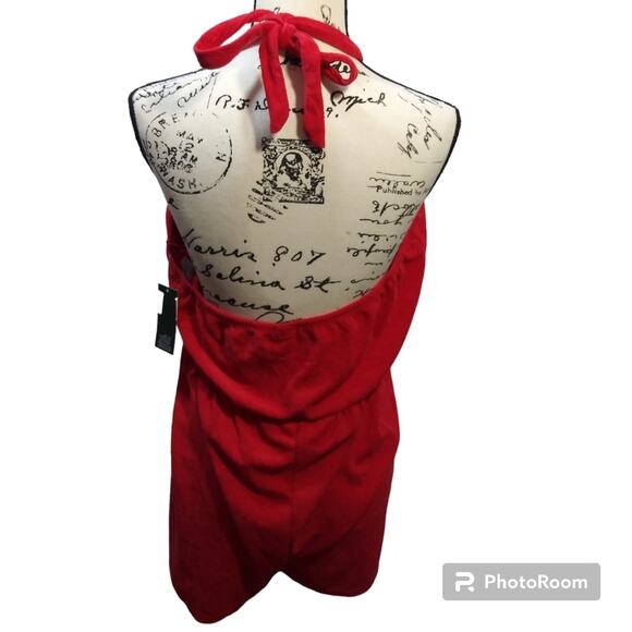 Wild Fable Red Towel Terry Romper Halter Beach Cover Casual Size JR L XXL - Picture 3 of 12